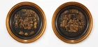 Pair Embossed Copper Plates 38cm Vintage Wall Rustic Colonial Decor