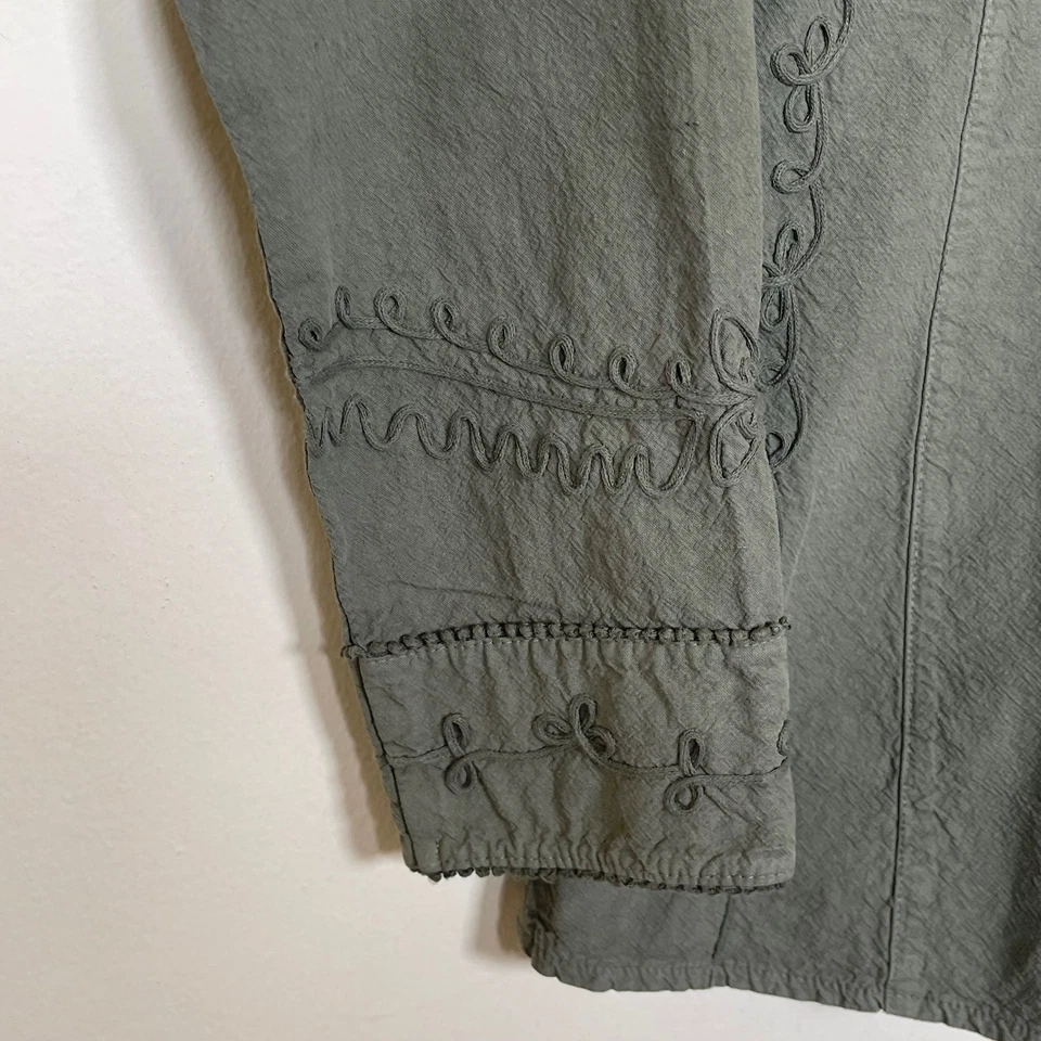 Chaqueta Blazer NOVICA Algodón Bordado L Verde Ejército Perú Boho Arte para Usar Foto 4 de 4