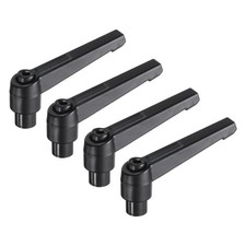 4pcs Clamping Lever Adjustable Handles M8 Metric Female Thread Level Knobs Black