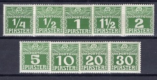 Alt Öst. Post in der Levante Porto 6ay 14ay Satz postfrisch Ank. 610.