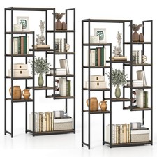 2PCS Tall Bookshelf w/12 Open Shelves, Anti-tip Kit for Living Room Home Office