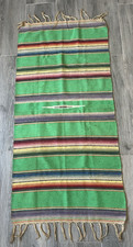 Vintage Mexican Serape Woven Wool Cotton 53x22 Textile Table Runner Throw Decor