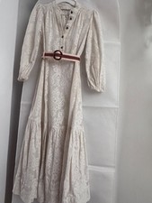 STUNNING CREAM ZIMMERMAN BRODERIE ANGLAISE LONG FRILL DRESS - 8 /10 - COST £775