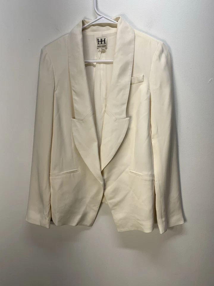Alta hippie para mujer. Blazer Esmoquin, Crema 100% Seda Hecho en Estados Unidos Talla 2 Foto 2 de 4