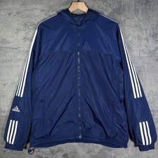 Vintage Y2K Reversible Adidas Zip Up Jacket Coat Hooded Puffer Fleece Size M