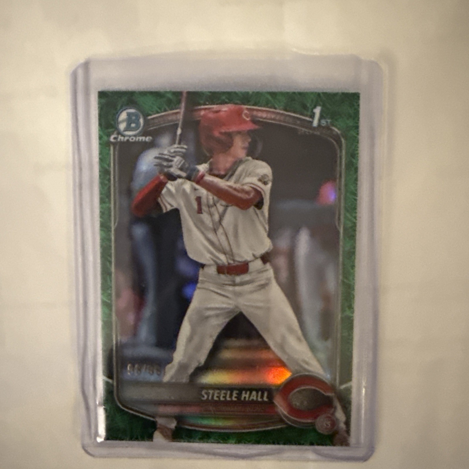 STEELE HALL 2025 BOWMAN CHROME DRAFT 1ST GREEN GRASS REFRACTOR /99 Reds 9th Pick