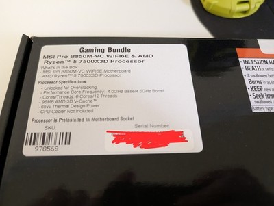 AMD Ryzen 5 7500X3D + MSI PRO B850M-VC CPU / Motherboard Bundle