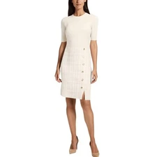 London Times Womens Ivory Metallic Rayon Sheath Dress XL BHFO 2785