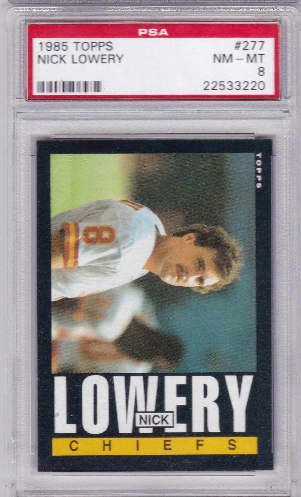 1985 Topps Nick Lowery psa 8