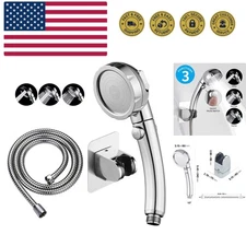 Drill-Free High Pressure Handheld Shower Head with ON/OFF Pause Switch 3 Spra...