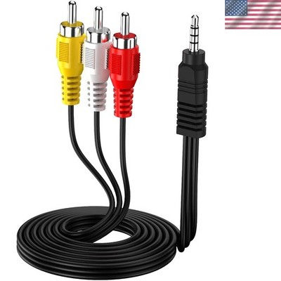 3.5Mm to RCA Camcorder Handycam AV Audio Video Output Cable, 1/8'' TRRS to 3 RCA