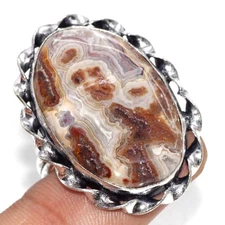 925 Silver Plated Mexican Laguna Lace Ethnic Ring Jewelry Size US 11.5 MJ