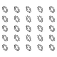 25 Pack 15-18mm Double Ear Hose Clamp, 304 Stainless Steel O Clip Crimp Rings