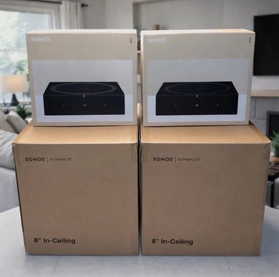 New pair Sonos 8 inch in-ceiling Speakers INCL8WW1 x 2 pairs & 2 Sonos Amp