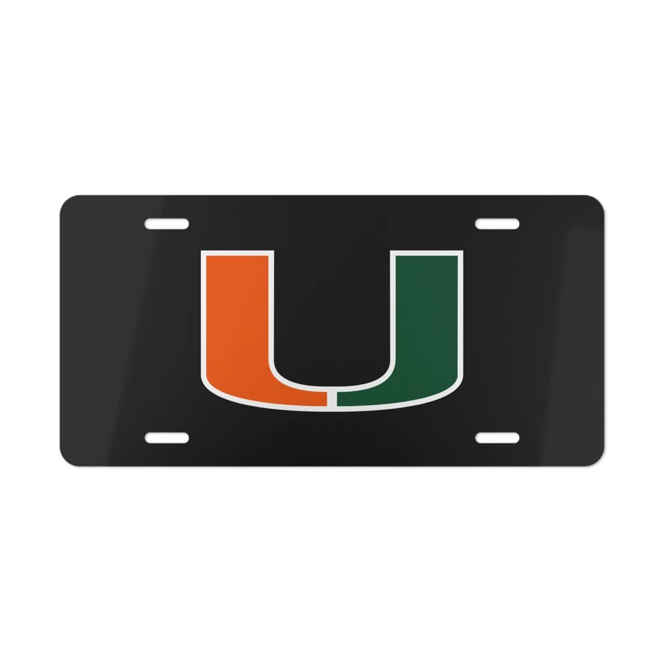 Miami Hurricanes U Logo License Plate (Black) - Image 1 of 1