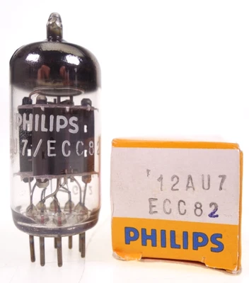 ECC82 = 12AU7 Philips ribbed plate Radio Röhre tube NOS NEW NEU - Bild 1 von 4