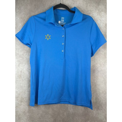 #ad Walmart Employee Uniform Blue Polo Shirt Size Medium Embroidered Logo Short Slv $14.00