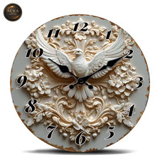 Horloge murale moderne 25 cm - design colombe et guirlande pour maison 2D