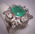 3Ct Emerald Vintage Style Art Deco Five Stone Cocktail Ring 14K Gold Finish Ring