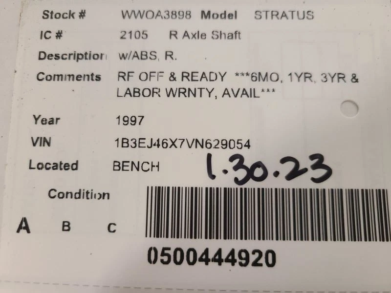 Eje derecho pasajero se adapta a 95-97 CIRRUS 1667687 Foto 4 de 4