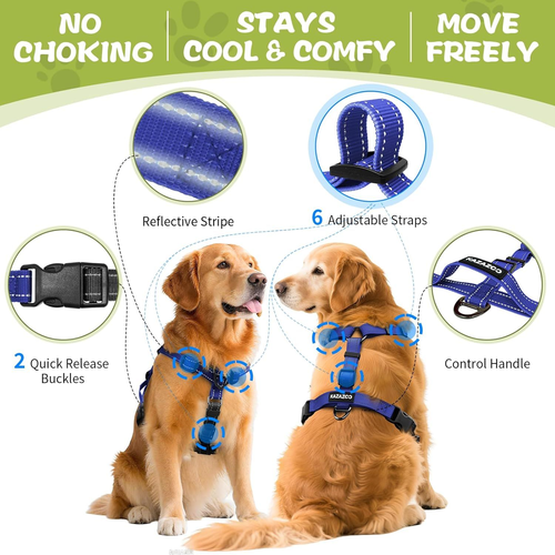 Dog Harness,Adjustable No Pull Harness,Y-Shaped S, Blue