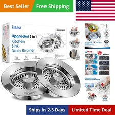Upgraded 3 in 1 Kitchen Sink Drain Strainer - Stainless Steel Sink Stopper, A...