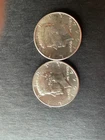 2 coins 1964 50C Kennedy Half Dollar 90% silver f-vf