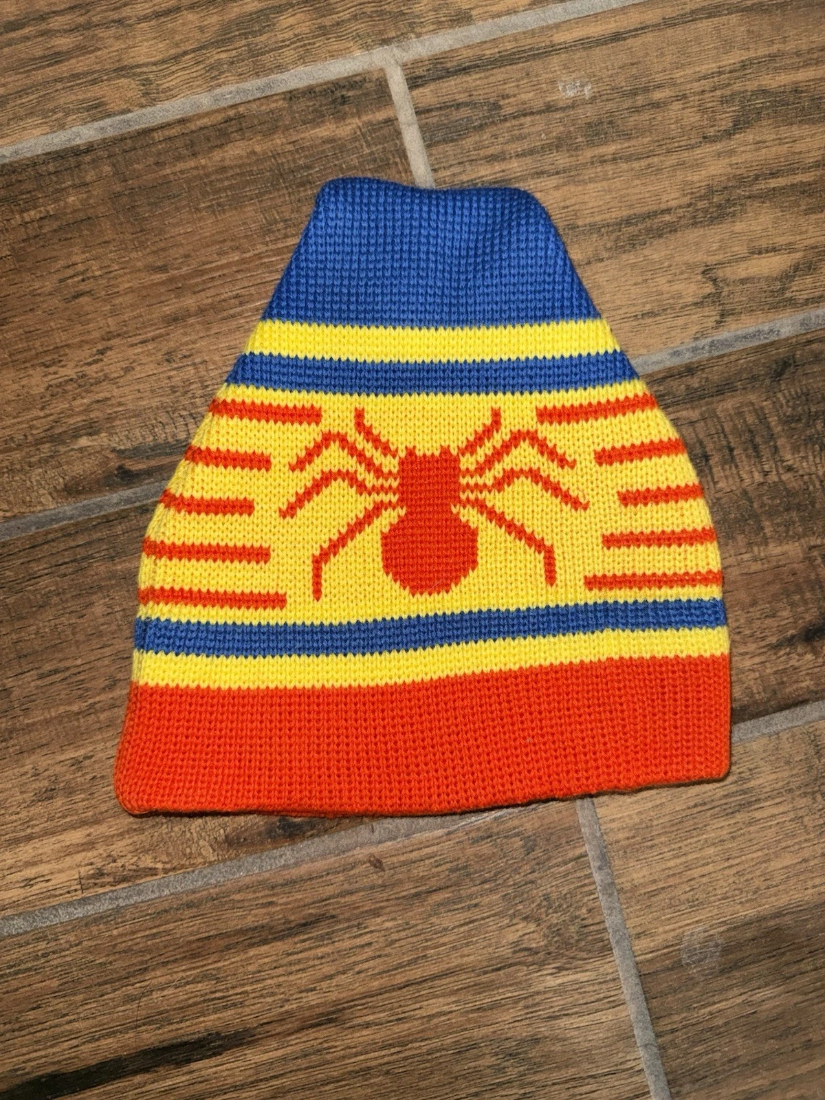 Vtg Wool Beanie Smiley SPIDER Striped Ski Snowboard Winter Retro 80s Sparks, NV