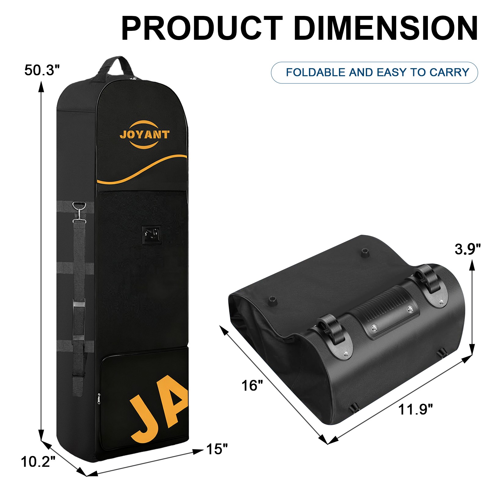 600D Foldable Golf Travel Bag with Wheels Lightweight Durable Airline-Approved