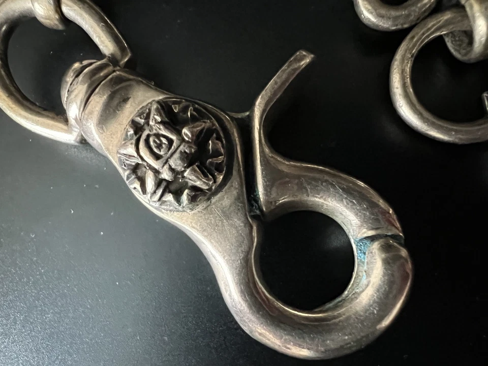 Cartera de motociclista vintage PESADA SÓLIDA ESTERLINA PARA HOMBRE cadena Outlaw punk 147g 26" para hombre Foto 4 de 4