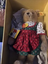 Vintage 1980s Steiff HELGA w BLOND Mohair Teddy Bear 0275/28 ORIGINAL BOX TAGS