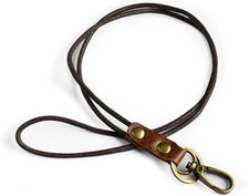 Genuine Leather Rope Necklace Lanyard for Key Id Badge Holder, Lobster Claw Clas