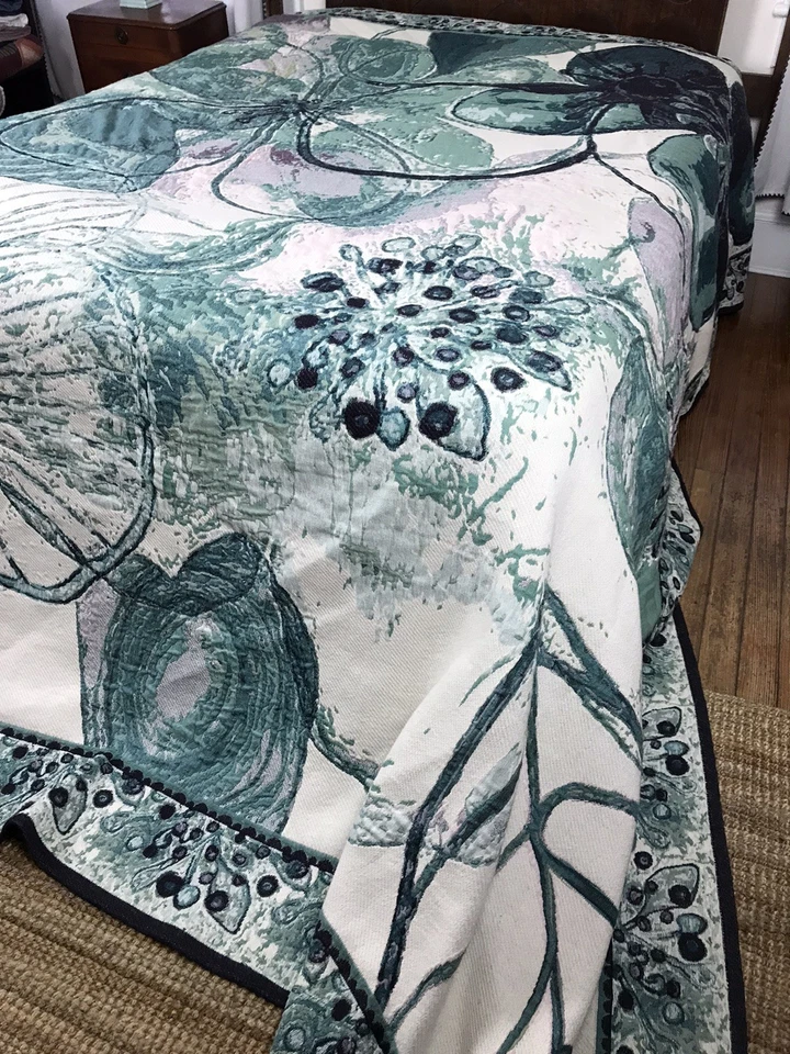 Manta Cobertor Suave Alrededores Hecha en Bélgica Jacquard King Tapiz Floral Foto 3 de 4