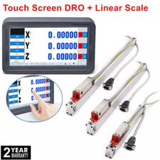 2/3 Axis DRO Digital Readout LCD Display Touch Screen + Linear Glass Scale Kit