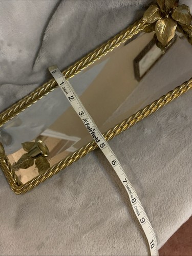 Vtg Gold Twisted Rope Beveled Mirror Grape leaf Candle Holder Sconce READ - Foto 4 di 5