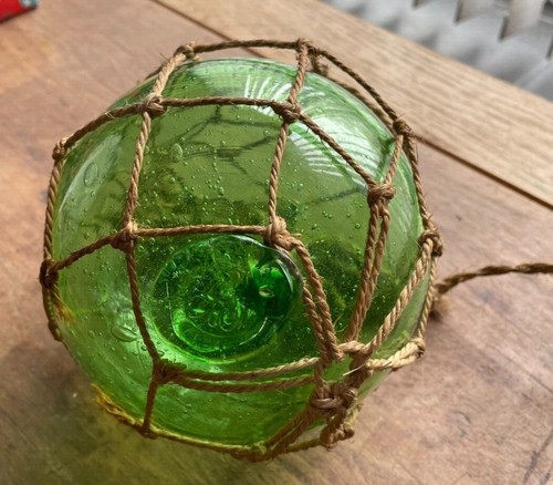Suspension Boule Flotteur Marine En Verre Vert, Filet, Style Bateau Vintage, électrifiable