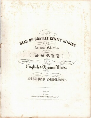 Bear Me Boatlet, Gently Gliding, Duett, Signmund Neukomm  antique sheet music