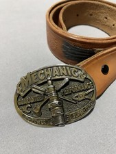 Vintage MECHANIC The Great American Buckle Company 1982 belt buckle and belt 38