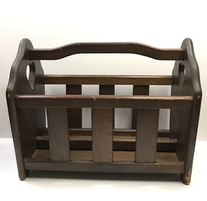 Wood Magazine/Anything Rack With Heart Cut Out Vtg 1980s Cottage Core Dark Tone