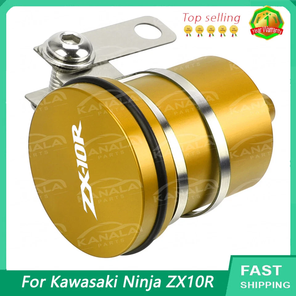 New For Kawasaki Ninja ZX10R 2000-2024 CNC Brake Reservoir Clutch Oil Fluid Cup Foto 2 de 4