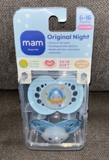 MAM Original Night  2-Pk GITD  Blue Pacifiers With Sterilizing Case 6-16Mos 