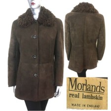 Lambskin Dark Brown Jacket Sheepskin Car Coat Morlands England ~ Uk 14