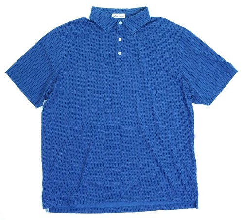 Peter Millar Pima Baumwolle Seide Elasthan S/S blau geometrisch Polo Shirt Herren Größe L " - Bild 2 von 7