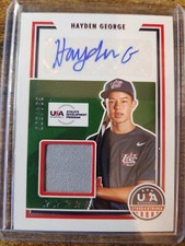 2022 USA Baseball Stars & Stripes Hayden George Jersey Auto 394/399 #SSS-HG