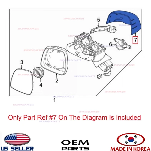 Genuine Mirror Cover Cap Unpainted RIGHT Passenger Side OEM Kia Carnival 2022-24