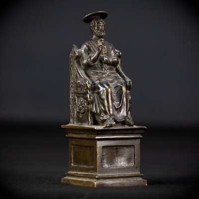 Petrus Statue | Heiliger Apostel Bronzeskulptur | 1800er antike Figur | 5,5''