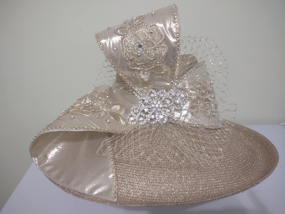 Ms. Divine Hat New Collection Antique Metallic Gold Dramatic 