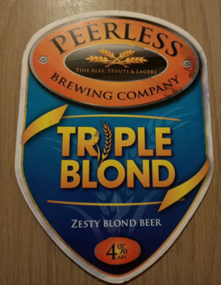 PEERLESS BREWING CO - TRIPLE BLOND - Real Ale Pump Clip Front, Hausbar
