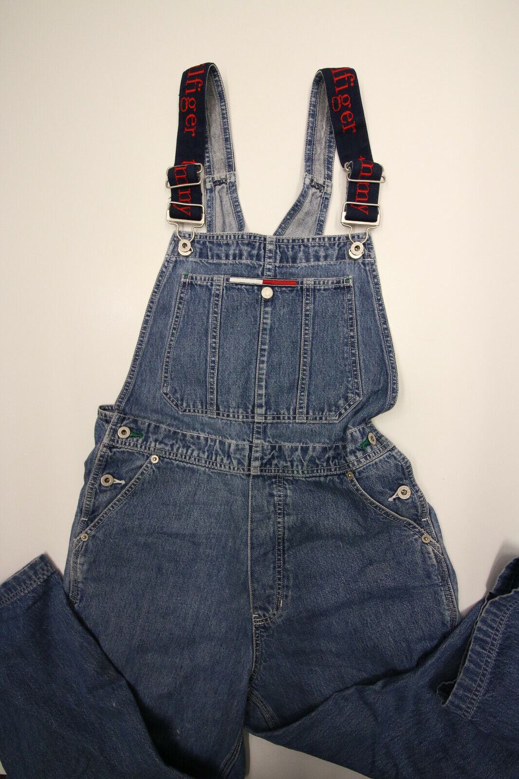 Alfabet tung Latter VTG Tommy Hilfiger sz XS 90&#039;s Bib Overalls Spell Out Straps Flag Jeans  Carpenter | eBay