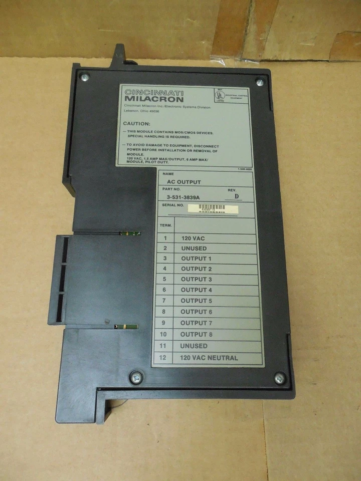 Cincinnati Milacron AC Output Module 3-531-3839A 35313839A Rev D Used - Image 2 of 3